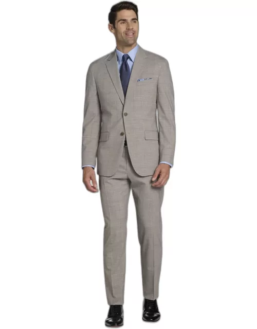 JoS. A. Bank Men's Tailored Fit Windowpane Suit, Tan, 39 Regular
