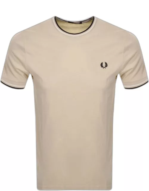 Fred Perry Twin Tipped T Shirt Beige