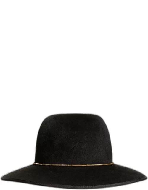 Cashmere-Wool Floppy Hat w/ Golden Chain
