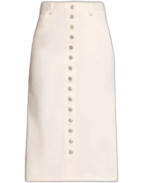 Denim Buttoned Midi Skirt