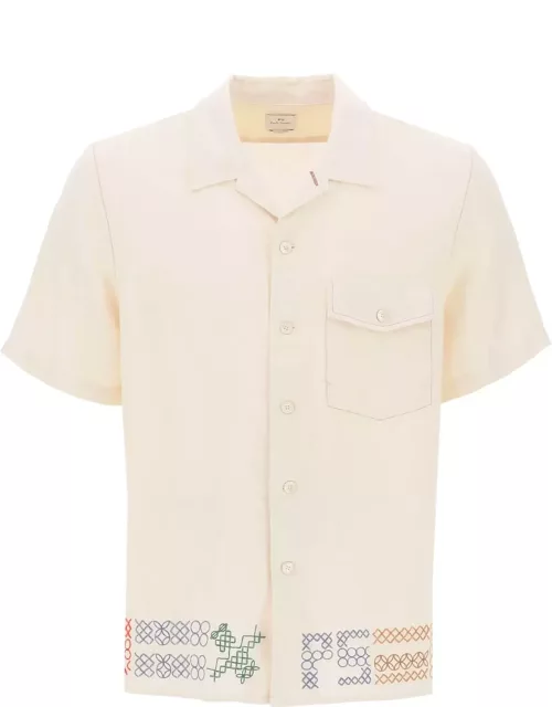 PS PAUL SMITH bowling shirt with cross-stitch embroidery detail