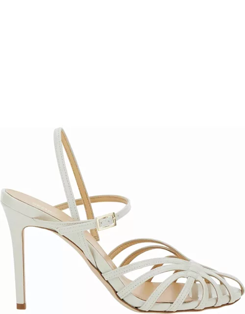 SEMICOUTURE White Sandals With Front Cage In Patent Leather Woman