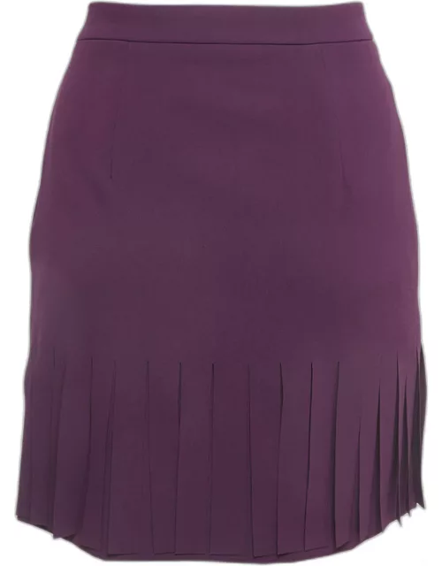 Moschino Cheap and Chic Purple Stretch Crepe Fringed Hem Mini Skirt