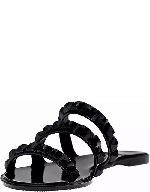 Maria 3 Strap Flat Jelly Sandals - Black