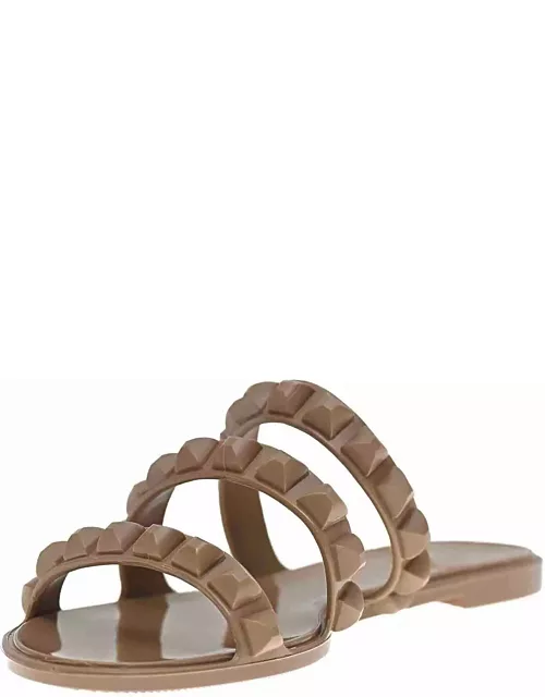 Maria 3 Strap Flat Jelly Sandals - Nude
