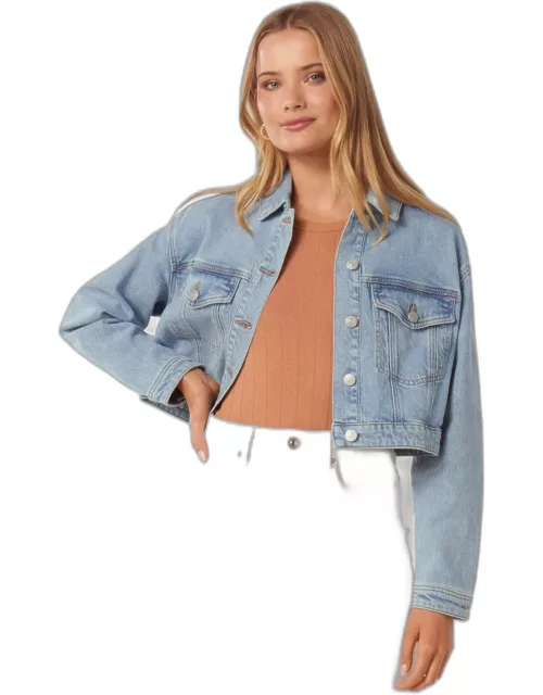 Forever New Women's Keira Cropped Jacket in Light wash
