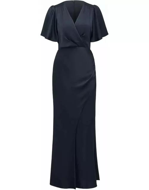 Forever New Women's Chelsea Flutter-Sleeve Satin Maxi Dress in Navy