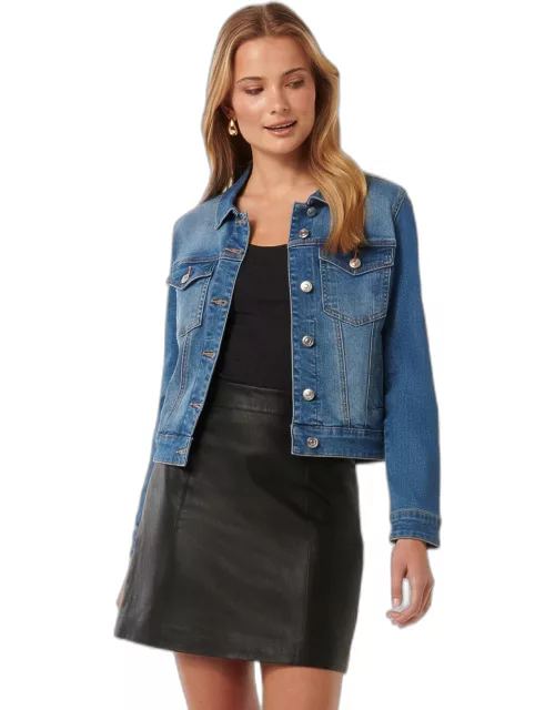 Forever New Women's Jamie Fitted Denim Jacket in Bright Wash