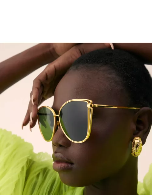 Dinah Cat Eye Sunglasses in Yellow Gold