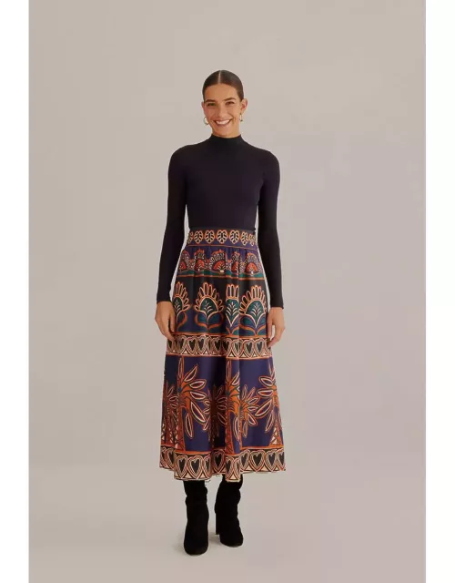 Orange Ainika Tapestry Midi Skirt, AINIKA TAPESTRY ORANGE /