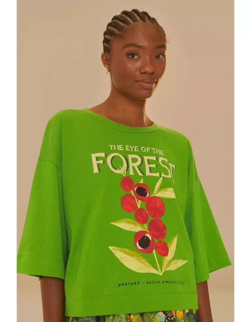 Green The Eye Of The Forest Organic Cotton T-Shirt, GREEN /
