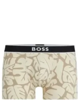 Stretch-cotton trunks with seasonal print and logo waistband- Khaki Men's Underwear and Nightwear