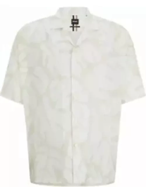 Relaxed-fit shirt in seasonal print with camp collar- White Men's Casual Shirt