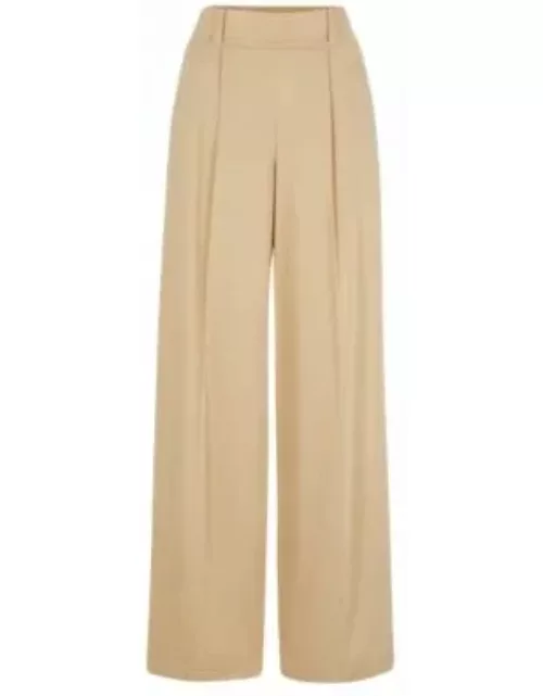 Relaxed-fit trousers with wide leg- Light Beige Women's Formal Pant