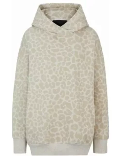 NAOMI x BOSS longline hoodie with leopard pattern- White Women's Sweatshirt