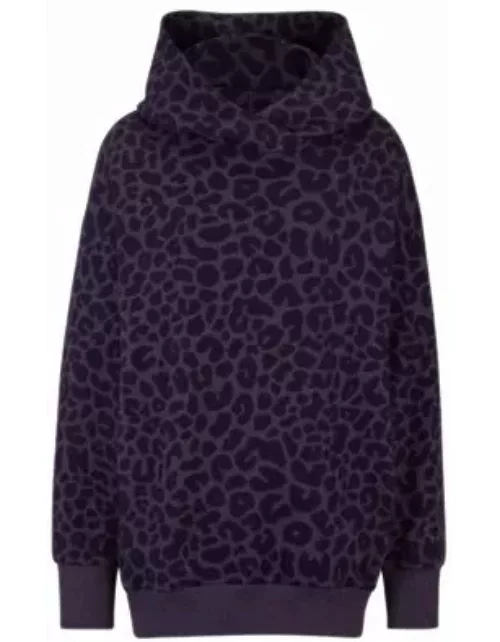 NAOMI x BOSS longline hoodie with leopard pattern- Dark Purple Women's Sweatshirt