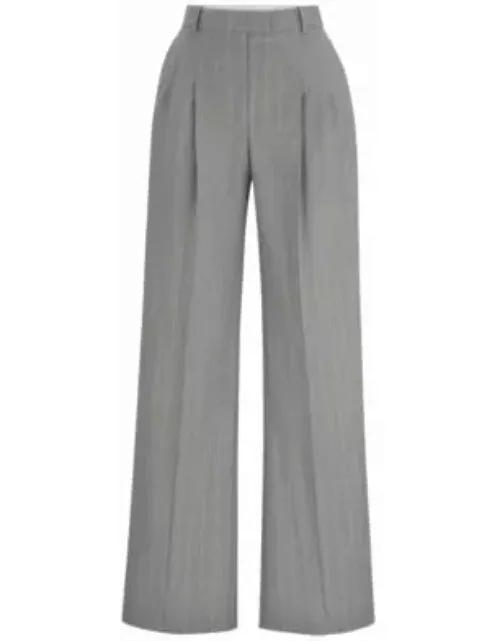 NAOMI x BOSS wide-leg trousers in pinstripe virgin wool- Patterned Women's Formal Pant