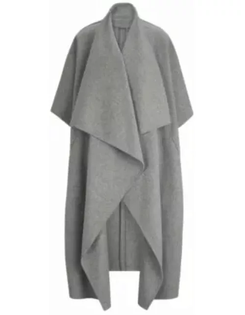 NAOMI x BOSS waterfall-front cape coat in virgin wool- Silver Women's Formal Coat