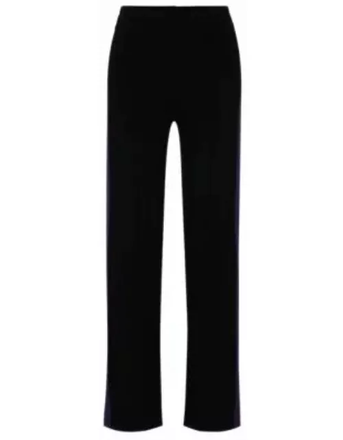 NAOMI x BOSS knitted trousers with contrast side stripe- Black Women's Online Exclusive