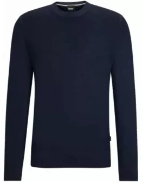 Regular-fit sweater in 100% cashmere with ribbed cuffs- Dark Blue Men's Sweater
