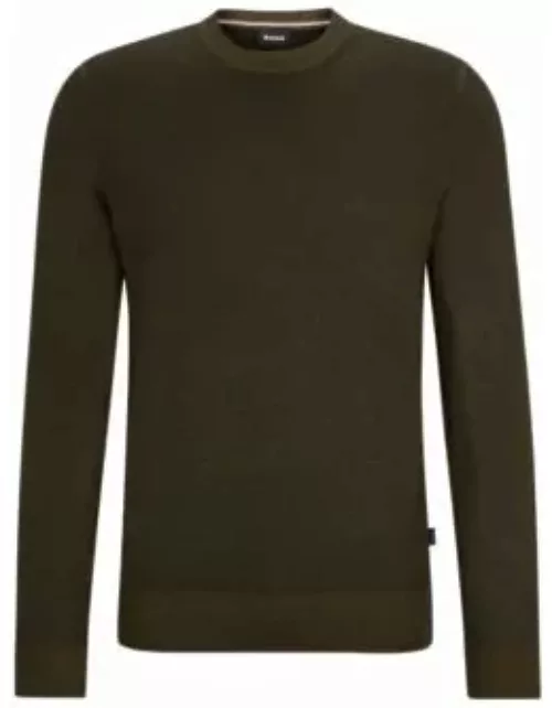 Regular-fit sweater in 100% cashmere with ribbed cuffs- Dark Green Men's Sweater