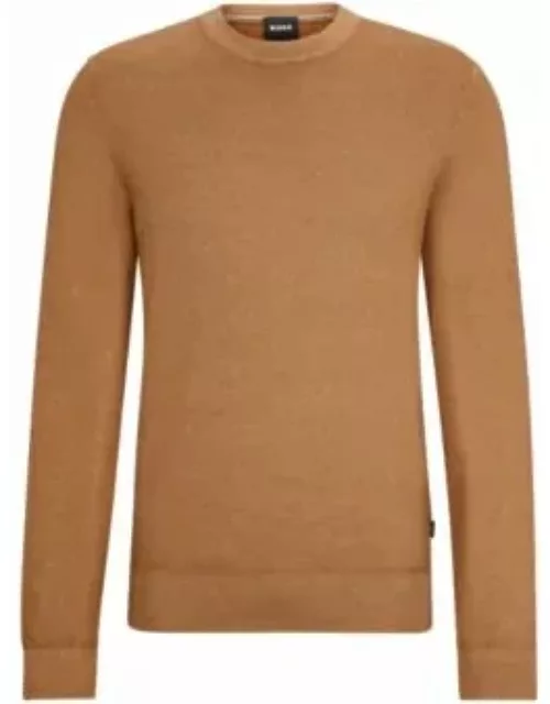 Regular-fit sweater in 100% cashmere with ribbed cuffs- Beige Men's Sweater