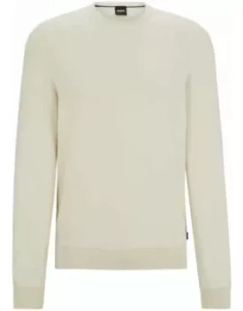 Regular-fit sweater in 100% cotton with ribbed cuffs- White Men's Sweater