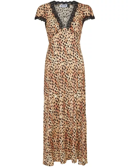 Rixo Clarice Leopard-print Satin Night Dress - Brown