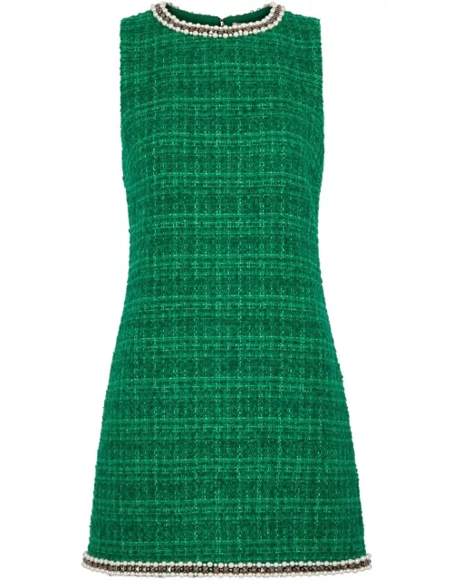 Alice + Olivia Clyde Embellished Tweed Mini Dress - Green - 6 (UK10 / S)