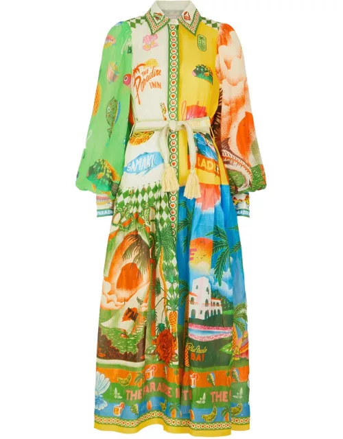 Alemais Paradiso Printed Ramie Midi Shirt Dress - Multicoloured - 6 (UK6 / XS)
