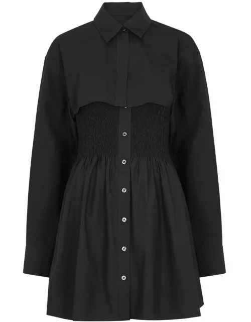 Alexanderwang. t Layered Cotton-poplin Mini Shirt Dress - Black - L (UK14 / L)