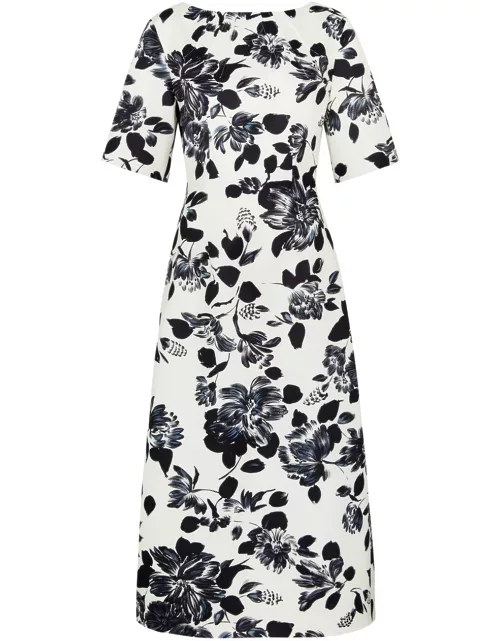 Emilia Wickstead Kora Floral-print Faille Maxi Dress - White And Black - 14 (UK14 / L)