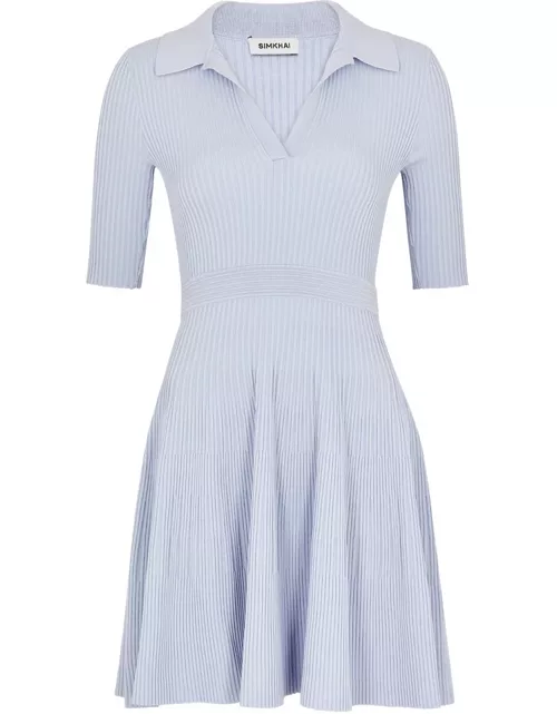 Jonathan Simkhai Patricia Ribbed-knit Mini Polo Dress - Light Blue - L (UK14 / L)