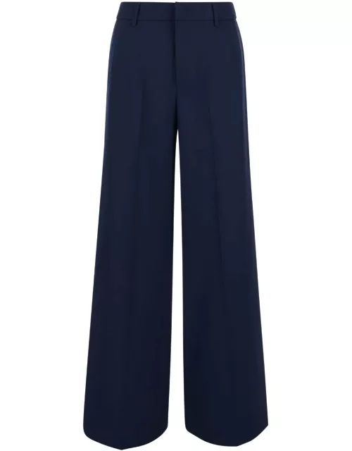 PT01 Blue Wide Leg Pants In Polyester Woman