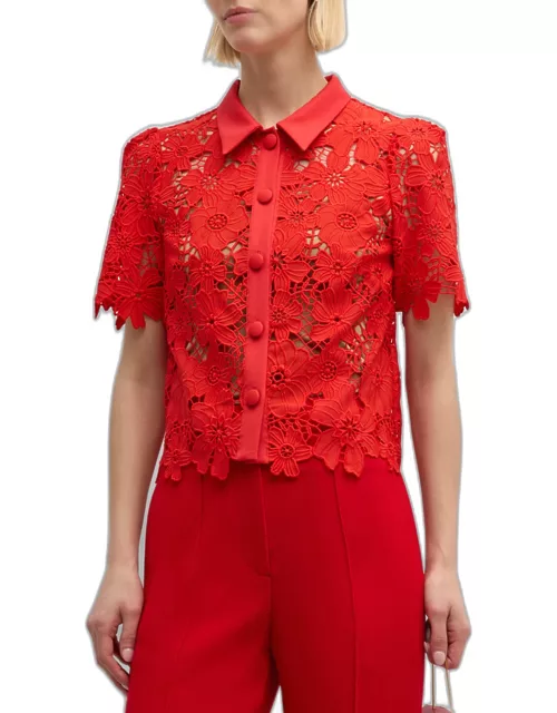 Addison Roja Cropped Floral Lace Top