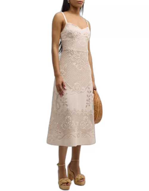 Willow Floral Lace Sweetheart Midi Dres