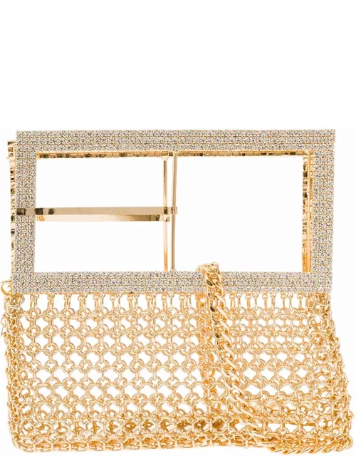 Silvia Gnecchi downtown Bag Gold-colored Shoulder Bag With Maxi Buckle In Metal Mesh Woman