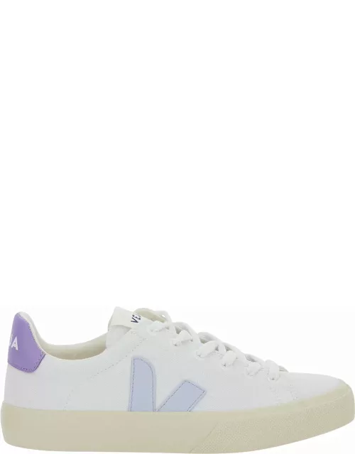 Veja campo White Low Top Sneakers With Violet Logo In Cotton Woman
