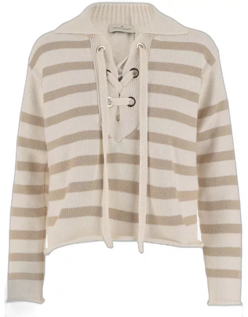 Bruno Manetti Cotton Blend Sweater With Striped Pattern