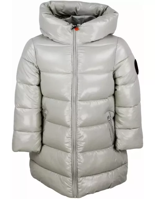 Save the Duck Long Luck Down Jacket With Hood With Animal Free Padding With Animal Free Padding With Zip Closure And Logo On The Sleeve.