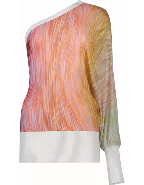 M Missoni Knitted One-shoulder Top