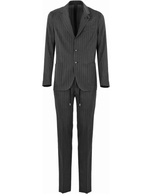Lardini Pinstriped Suit With Lace-up Trouser