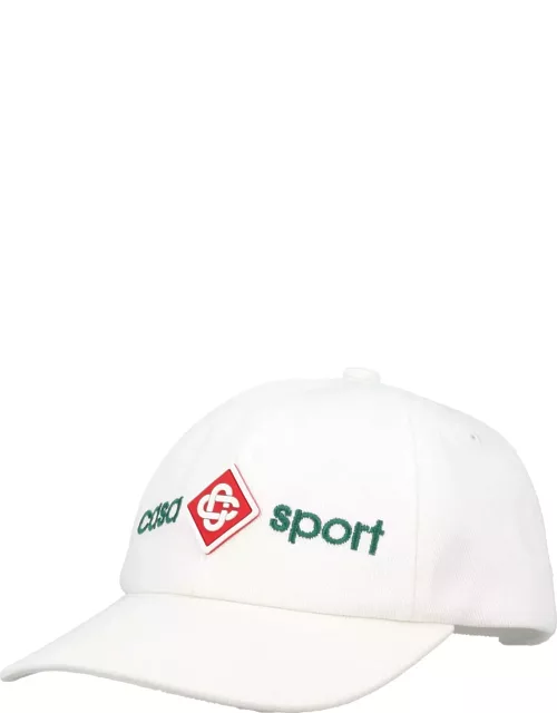 Casablanca White Baseball Hat With Front Logo