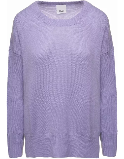 Allude Purple Sweater With U Neckline In Cashmere Woman