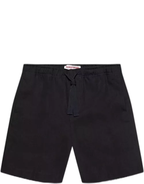 Alex Linen - Relaxed Fit Linen Drawcord Shorts In Night Iris Blue
