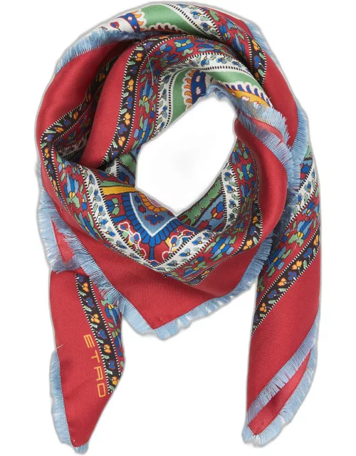 Patterned Silk Square Scarf