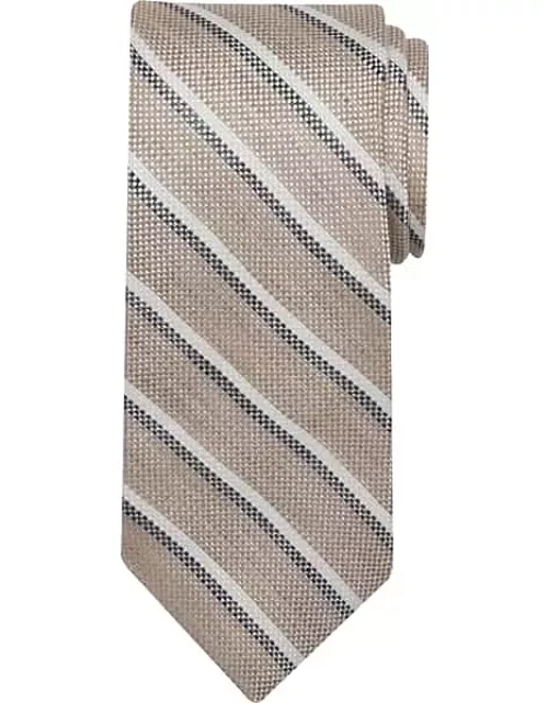 Pronto Uomo Men's Narrow Stripe Tie Taupe