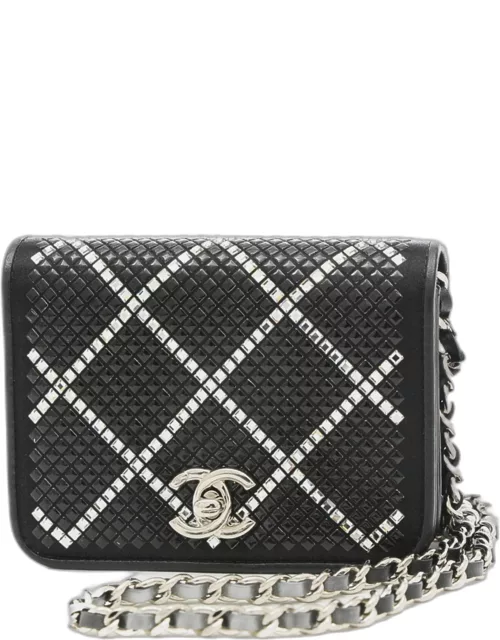 Chanel Black CC flap Chain Strass Card Holder