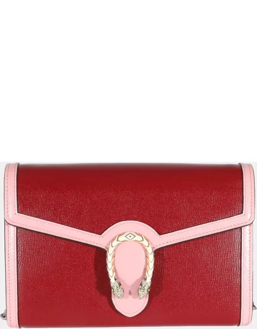 Gucci Red/Pink Leather Dionysus Wallet on Chain