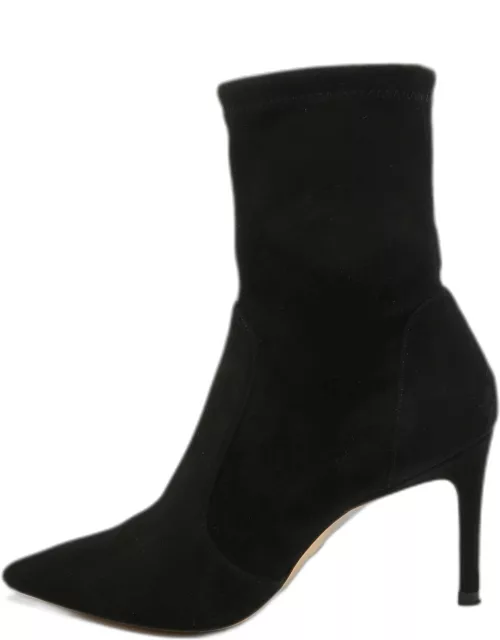 Stuart Weitzman Black Suede Pointed Toe Ankle Bootie